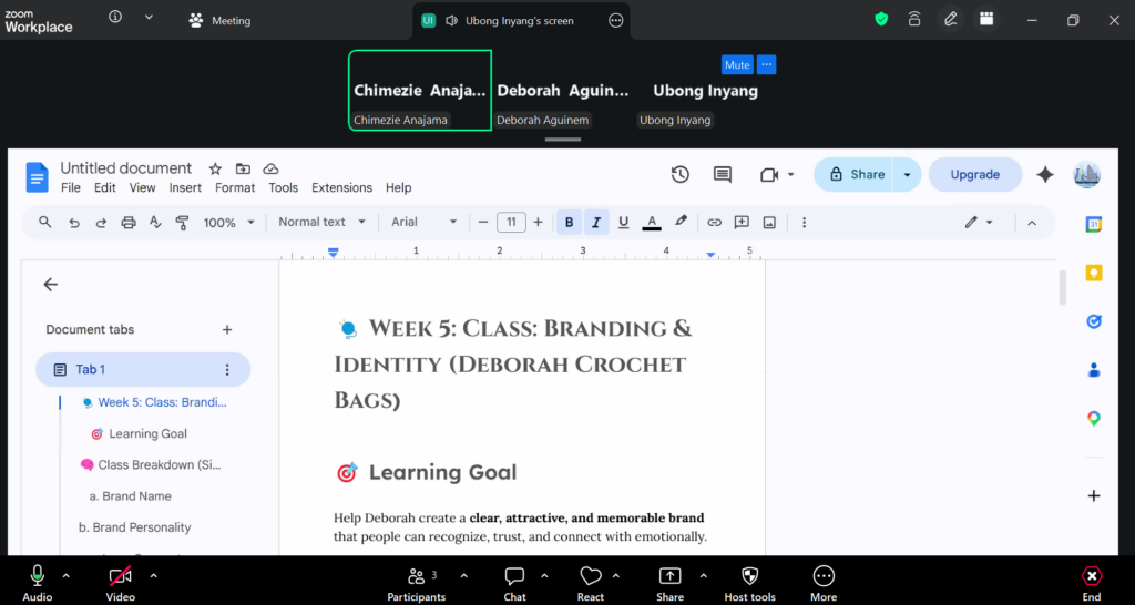 Her branding and identity class