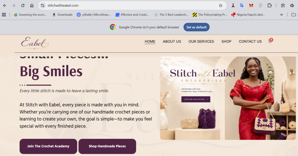 Snapshot of the Stitch with Eabel online shop and website